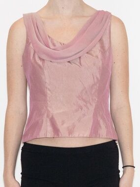 Vintage 90s pink cowl tank top shift material size 12 michelangelo